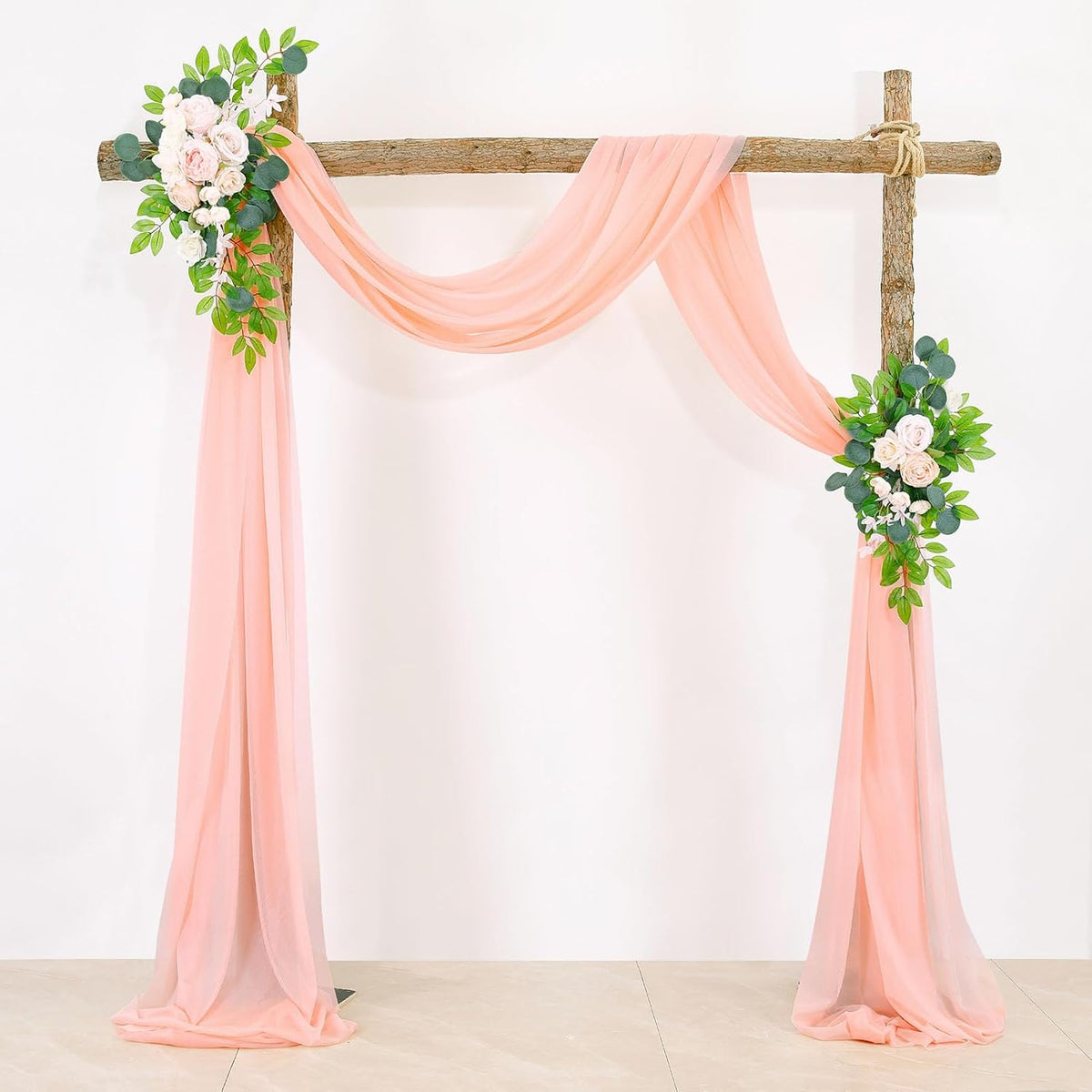 Pale Peach Voile Swag Scarf Valances Curtains,Long Sheer Chiffon Fabric Backdrop Curtains Scarves for Wedding Arch Draping,Party Outdoor Decor,30 by 118 Inches,1 Panel