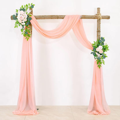 Pale Peach Voile Swag Scarf Valances Curtains,Long Sheer Chiffon Fabric Backdrop Curtains Scarves for Wedding Arch Draping,Party Outdoor Decor,30 by 118 Inches,1 Panel