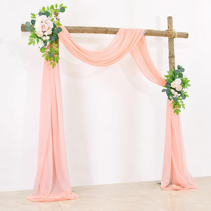 Pale Peach Voile Swag Scarf Valances Curtains,Long Sheer Chiffon Fabric Backdrop Curtains Scarves for Wedding Arch Draping,Party Outdoor Decor,30 by 118 Inches,1 Panel