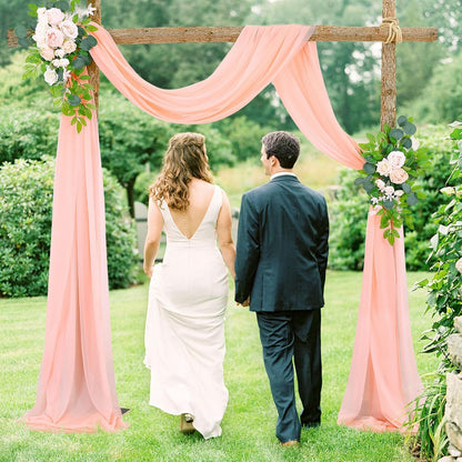 Pale Peach Voile Swag Scarf Valances Curtains,Long Sheer Chiffon Fabric Backdrop Curtains Scarves for Wedding Arch Draping,Party Outdoor Decor,30 by 118 Inches,1 Panel