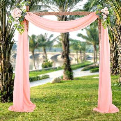 Pale Peach Voile Swag Scarf Valances Curtains,Long Sheer Chiffon Fabric Backdrop Curtains Scarves for Wedding Arch Draping,Party Outdoor Decor,30 by 118 Inches,1 Panel