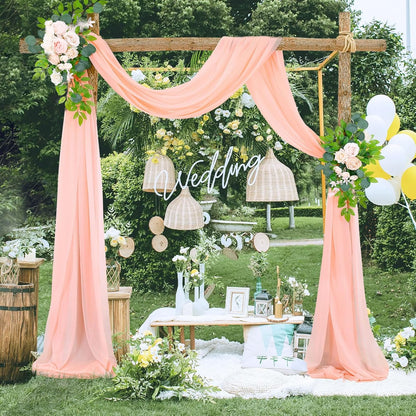 Pale Peach Voile Swag Scarf Valances Curtains,Long Sheer Chiffon Fabric Backdrop Curtains Scarves for Wedding Arch Draping,Party Outdoor Decor,30 by 118 Inches,1 Panel