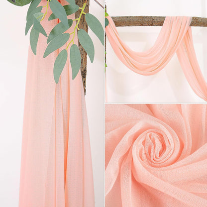 Pale Peach Voile Swag Scarf Valances Curtains,Long Sheer Chiffon Fabric Backdrop Curtains Scarves for Wedding Arch Draping,Party Outdoor Decor,30 by 118 Inches,1 Panel