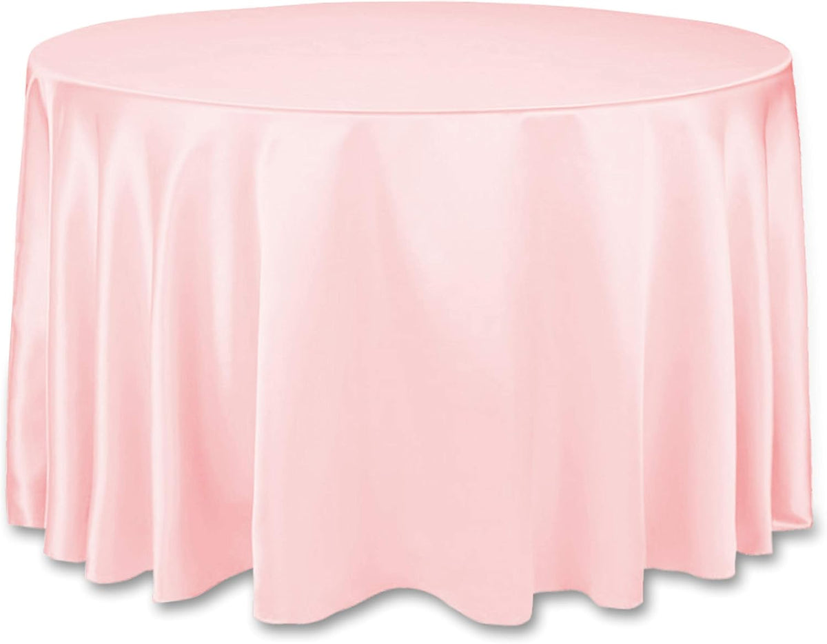 LinenTablecloth 108-Inch Round Satin Tablecloth Pink