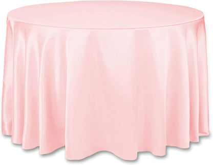 LinenTablecloth 108-Inch Round Satin Tablecloth Pink