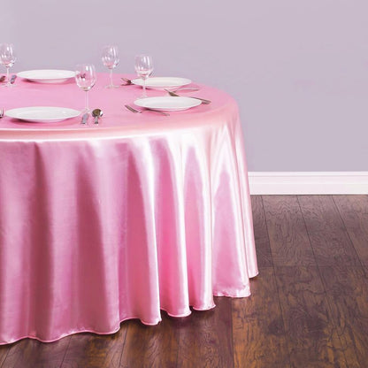 LinenTablecloth 108-Inch Round Satin Tablecloth Pink