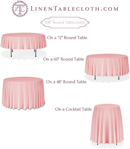 LinenTablecloth 108-Inch Round Satin Tablecloth Pink