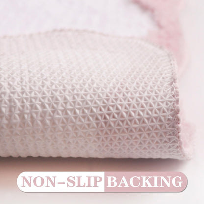 Pink Bow Bath Mat for Bathroom 16"x24", Cute Small Bath Rugs with Scalloped Edges, Soft Microfiber, Non-Slip, Aesthetic Coquette Room Decor for Vanity, Shower, Bedroom, Sink Area