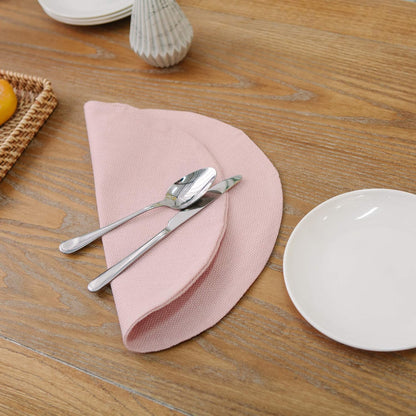 Set of 4 Round Placemat 15 Inch Soft Linen eco-Friendly Fabric Handcrafted Machine Washable Indoor & Outdoor Tablemat Baby Pink