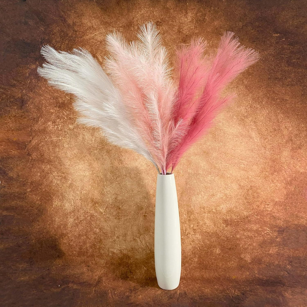 6 Pcs Artificial Pampas Grass Large, 47"/121cm Fake Faux Artificial Pampas Grass Decor Tall Stems Fluffy Pompous Pompass Branch Floor Vase Filler for Home Decor Boho Decor Wedding Mix Pink