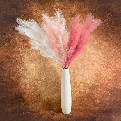 6 Pcs Artificial Pampas Grass Large, 47"/121cm Fake Faux Artificial Pampas Grass Decor Tall Stems Fluffy Pompous Pompass Branch Floor Vase Filler for Home Decor Boho Decor Wedding Mix Pink