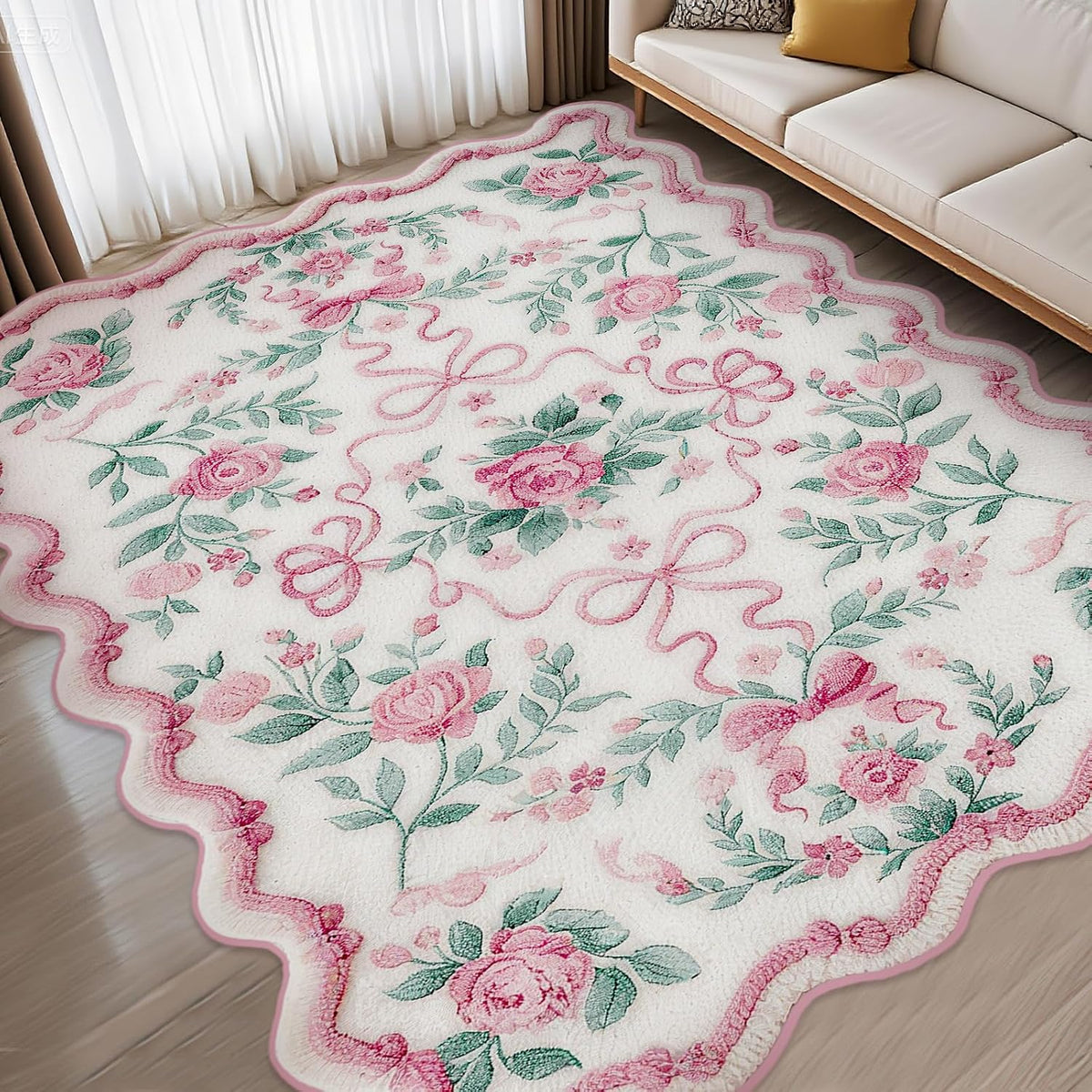 Boho Area Rugs Cute Sweet Throw Rugs, Vintage Bow