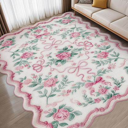 Boho Area Rugs Cute Sweet Throw Rugs, Vintage Bow