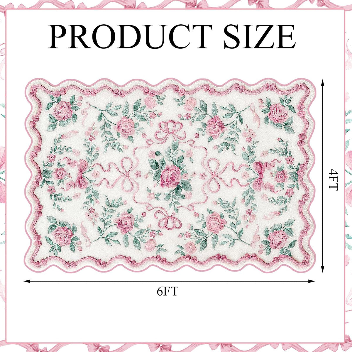 Boho Area Rugs Cute Sweet Throw Rugs, Vintage Bow