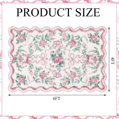 Boho Area Rugs Cute Sweet Throw Rugs, Vintage Bow