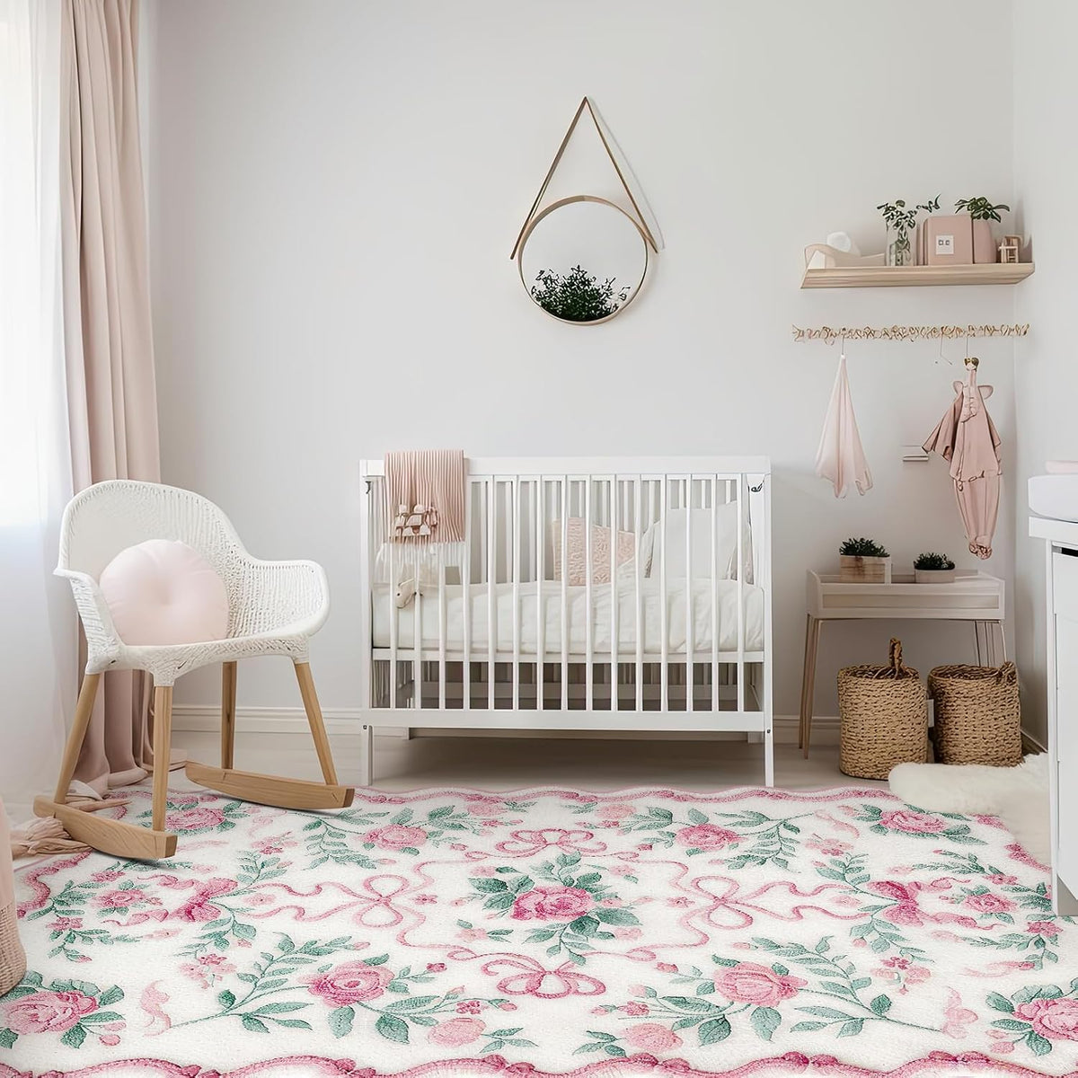 Boho Area Rugs Cute Sweet Throw Rugs, Vintage Bow