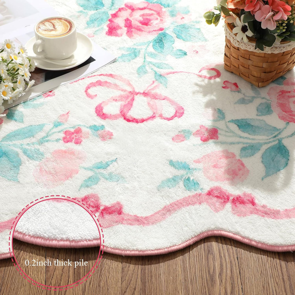 Boho Area Rugs Cute Sweet Throw Rugs, Vintage Bow