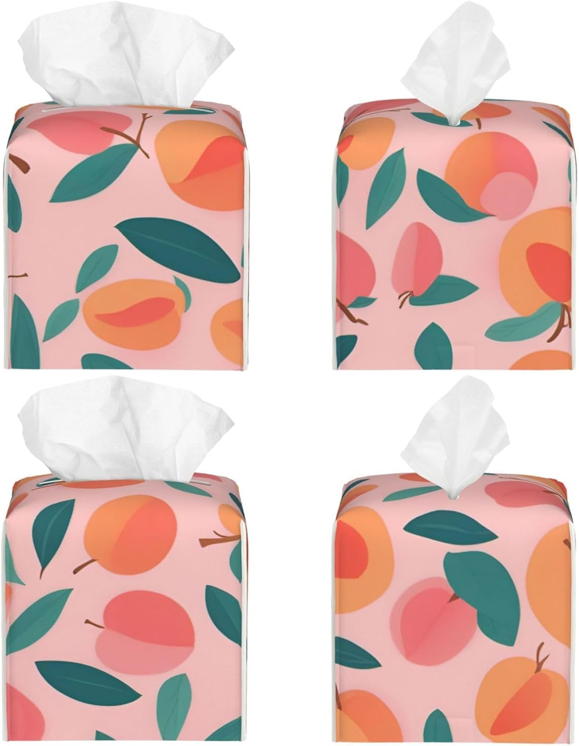Pink Peach Pattern Seamless Pattern Print Square Tissue Box Cover for Living Room Bedroom Office Daily Decor Organizer Holder