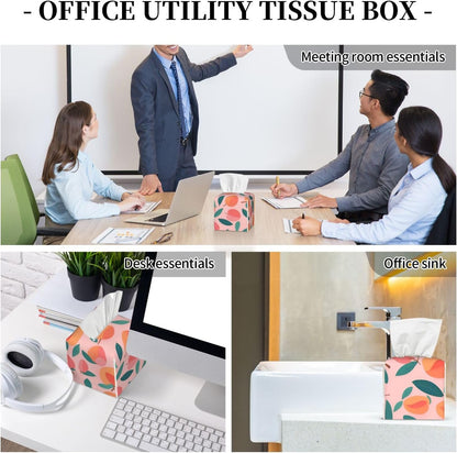 Pink Peach Pattern Seamless Pattern Print Square Tissue Box Cover for Living Room Bedroom Office Daily Decor Organizer Holder
