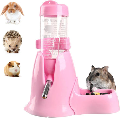 3 in 1 Pet Automatic Water Dispenser PP Water Bottle No Drip Small Pet Water Bottle for Dwarf Hamster Mouse Rat Hedgehog (Pink)