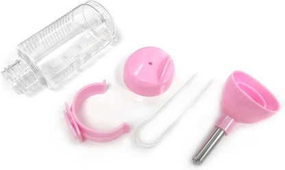 3 in 1 Pet Automatic Water Dispenser PP Water Bottle No Drip Small Pet Water Bottle for Dwarf Hamster Mouse Rat Hedgehog (Pink)