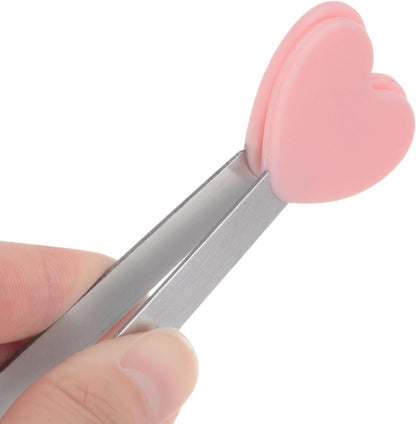 Mini Food Tongs 5.3" Heart Shape Stainless Steel with Silicon Tips Small Cooking Tongs Kitchen Food Tongs Serving Tongs for Cooking Grilling BBQ Barbecue Kitchen, Pink