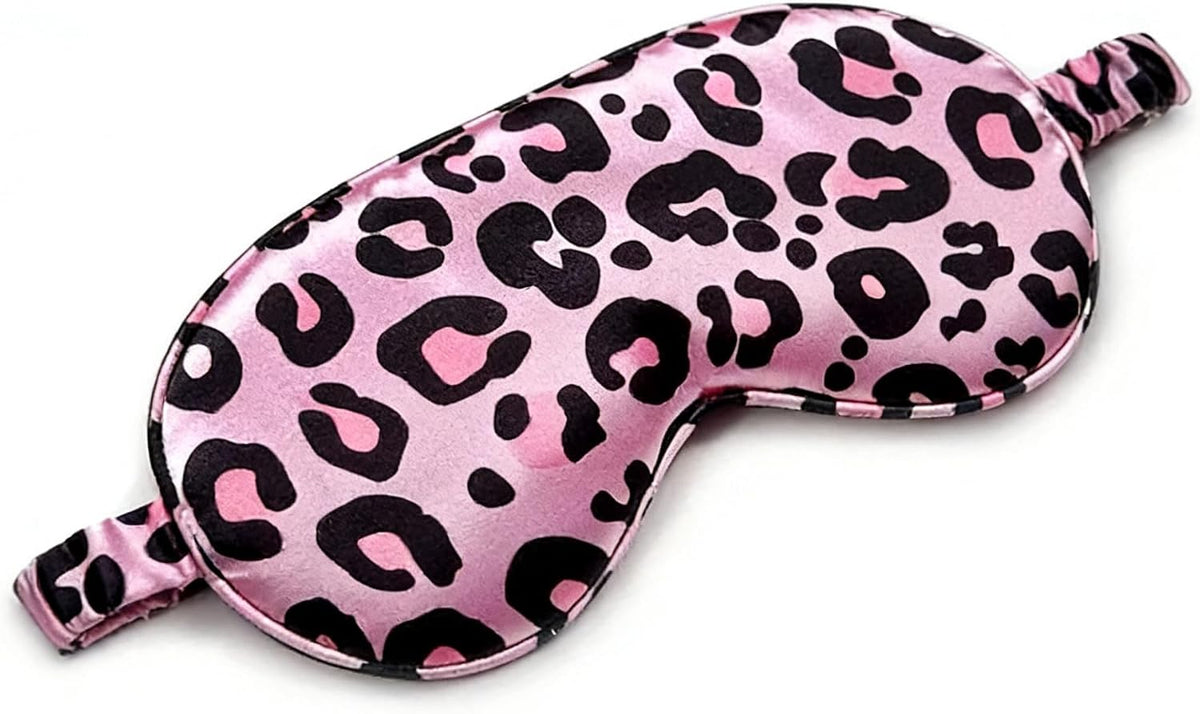 2 Pack Sleep Mask,Silk Eye Mask for Night Sleeping Office Travel, Blindfold with Adjustable Strap for Men Women (Pink Leopard)