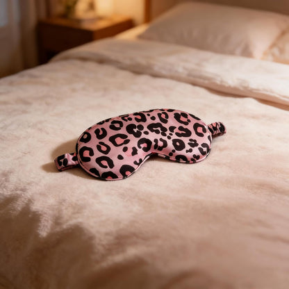 2 Pack Sleep Mask,Silk Eye Mask for Night Sleeping Office Travel, Blindfold with Adjustable Strap for Men Women (Pink Leopard)