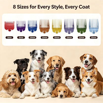 Dog Grooming Kit for Heavy Thick Hair&Coats,Low Noise Dog Hair Trimmer,Rechargeable Cordless Pet Shaver with Stainless Steel Blade, Dog Clippers for Grooming for Small Large Dogs Pets (Sliver)