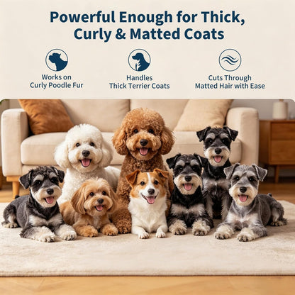 Dog Grooming Kit for Heavy Thick Hair&Coats,Low Noise Dog Hair Trimmer,Rechargeable Cordless Pet Shaver with Stainless Steel Blade, Dog Clippers for Grooming for Small Large Dogs Pets (Sliver)
