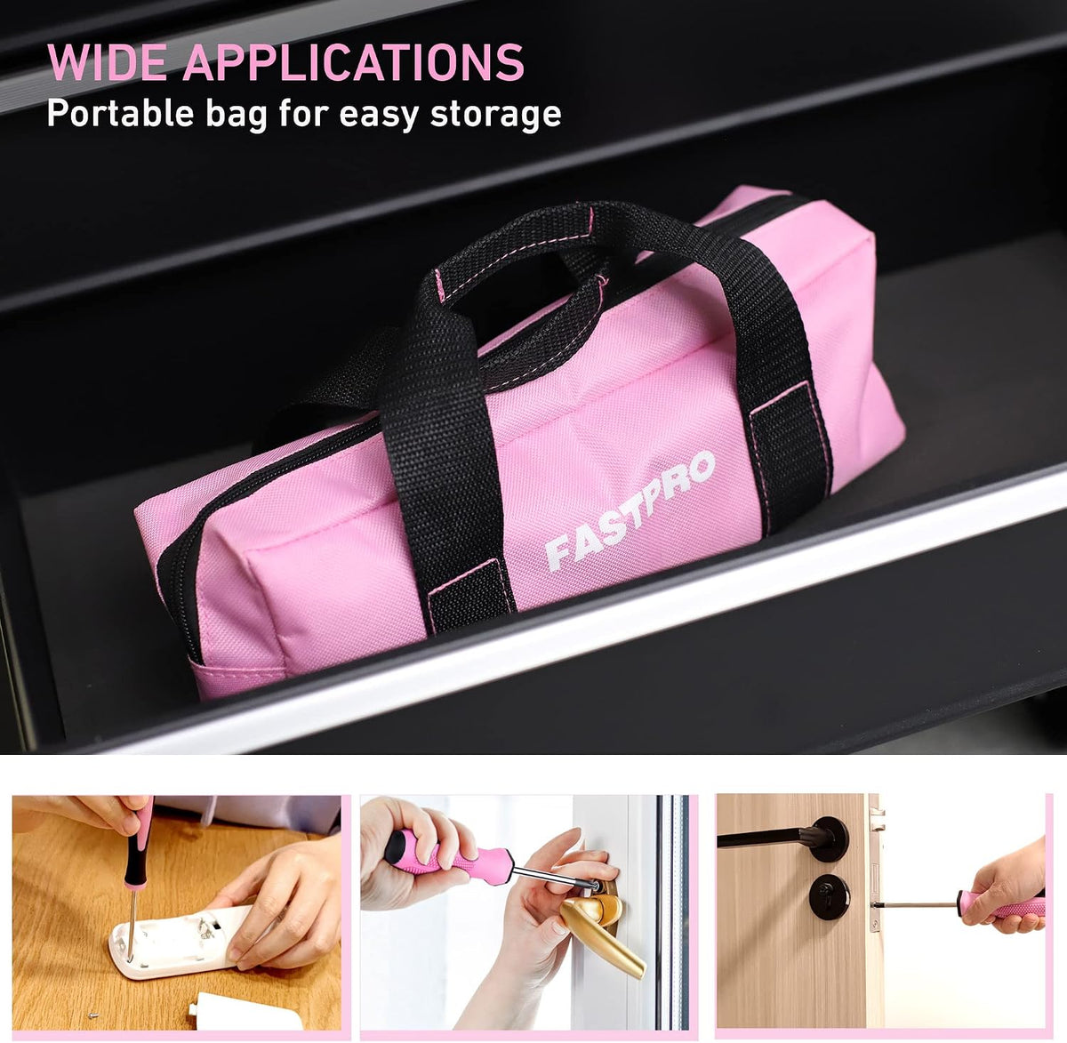 12-Piece Pink Magnetic Screwdrivers Set with Storage Bag