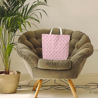Pink Bow Canvas Tote Bag