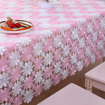 Pink Crochet Tablecloth Farmhouse Lace Table Cloth Retro Picnic Table Cover