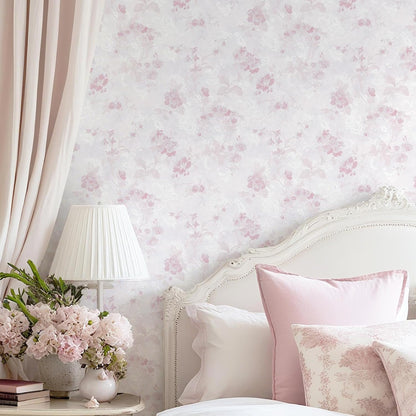 Dimoon 78.7"x17.3" Pink Wallpaper Floral Contact Paper Peel and Stick Wallpaper White Vintage French Country Renter Friendly Bathroom Boho Flower Removable Wall Paper Kitchen Self Adhesive Vinyl Roll