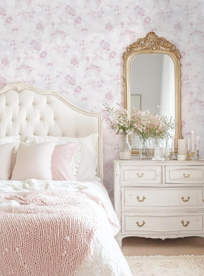 Dimoon 78.7"x17.3" Pink Wallpaper Floral Contact Paper Peel and Stick Wallpaper White Vintage French Country Renter Friendly Bathroom Boho Flower Removable Wall Paper Kitchen Self Adhesive Vinyl Roll
