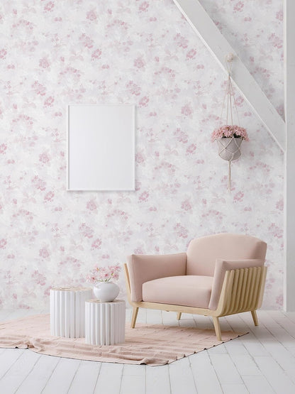 Dimoon 78.7"x17.3" Pink Wallpaper Floral Contact Paper Peel and Stick Wallpaper White Vintage French Country Renter Friendly Bathroom Boho Flower Removable Wall Paper Kitchen Self Adhesive Vinyl Roll