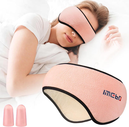 Sleep Mask & Earmuffs for Sleep - 2 in 1 Ear & Eye Mask with Ear Plugs