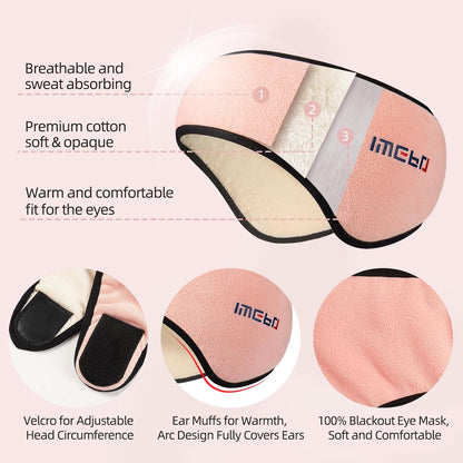 Sleep Mask & Earmuffs for Sleep - 2 in 1 Ear & Eye Mask with Ear Plugs