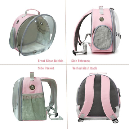 Small Animal Carrier Guinea Pig Backpack,Transparent, Breathable Backpack Carrier for Hedgehogs, Rabbits, Birds, Squirrels, Hamsters, Lizards Comfortable, Portable Travel Bag for Small Pets (Pink)