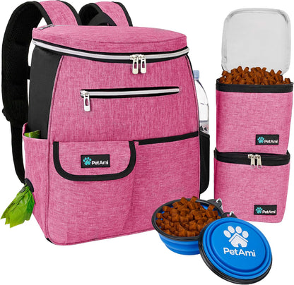 Dog Travel Backpack 27L Airline Approved Pet Supplies Bag, Pink