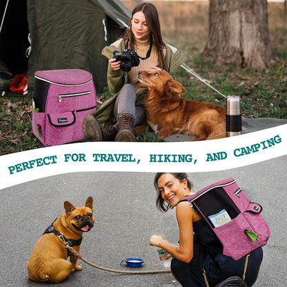Dog Travel Backpack 27L Airline Approved Pet Supplies Bag, Pink
