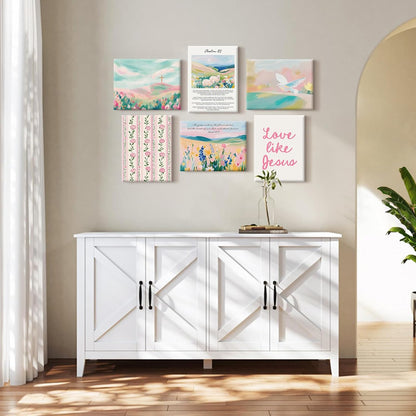Pastel Pink Christian Wall Art Bible Verse Preppy Canvas Wall Decor Girl Trendy Christian Poster Aesthetic Floral Scripture Prints Cute Religious Pictures for Girls Room 12x16 Inch Ready to Hang 6Pcs