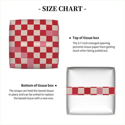 Pink Beige Plaid Checkerboard Pattern Tissue Box Cover Leather Tissue Box Case Holder Decorative Facial Paper Organizer for Car Bathroom Tabletop