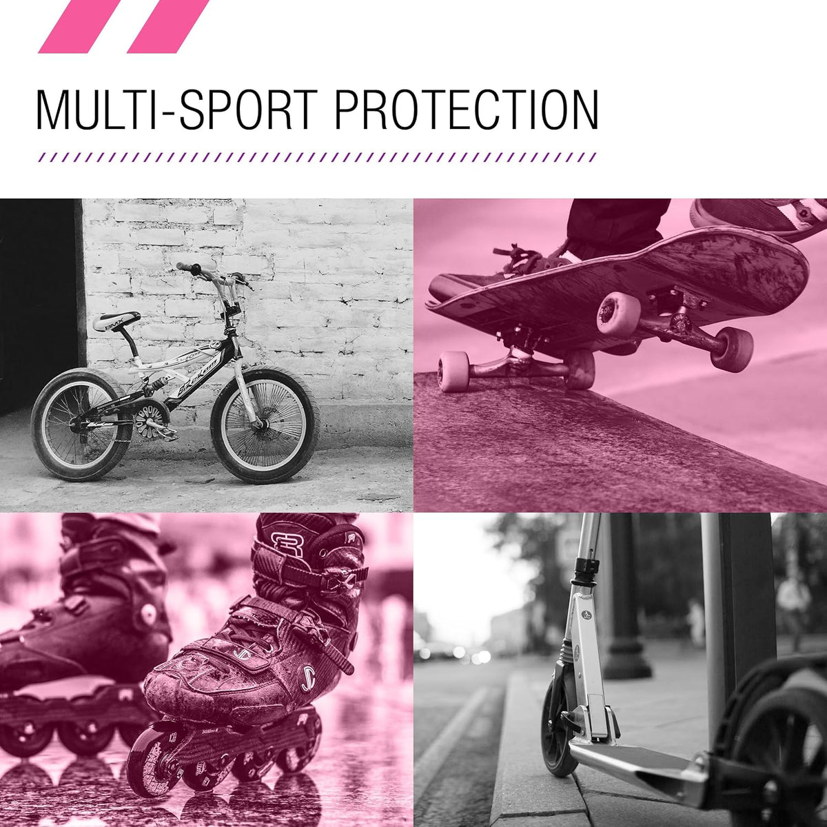 Multi-Sport Pad Set– Protective Gear for Skateboarding, Biking, Roller Skating, and Scooter
