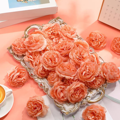 Thiccywoov 50 Pcs Silk Rose Heads Artificial Fake Flowers, Peach