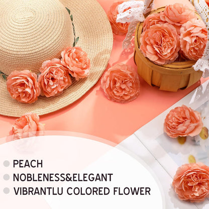 Thiccywoov 50 Pcs Silk Rose Heads Artificial Fake Flowers, Peach