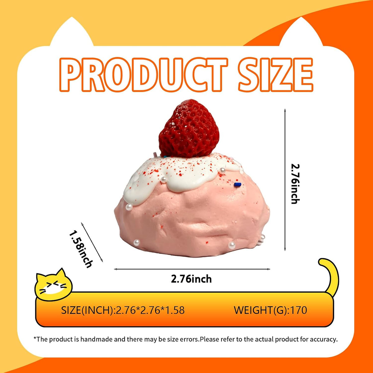 Soft Squeeze Toys with Thick Creamy Slime Texture, Rebound Squishy Fidget Toys for Stress Relief, Food Grade Silicone Squeeze Gift (Strawberry Milk Cake)
