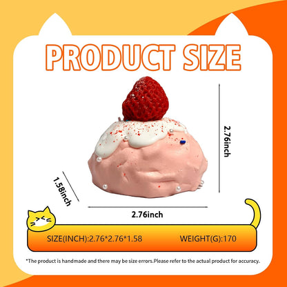 Soft Squeeze Toys with Thick Creamy Slime Texture, Rebound Squishy Fidget Toys for Stress Relief, Food Grade Silicone Squeeze Gift (Strawberry Milk Cake)