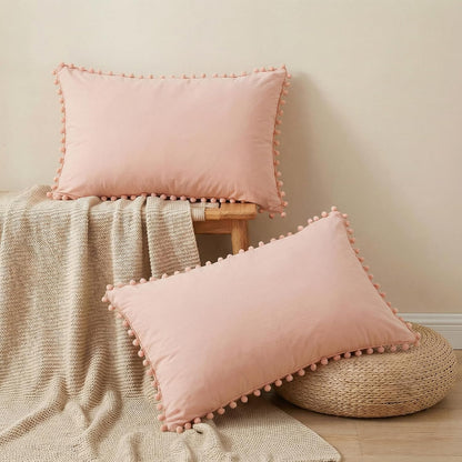 Pink Pillow Cases King Size Boho Pillowcases Set of 2 100% Soft Washed Microfiber Girls Pink Pillow Case Cover 20x36 Inches Peach Pillow Shams for Bedroom Decor