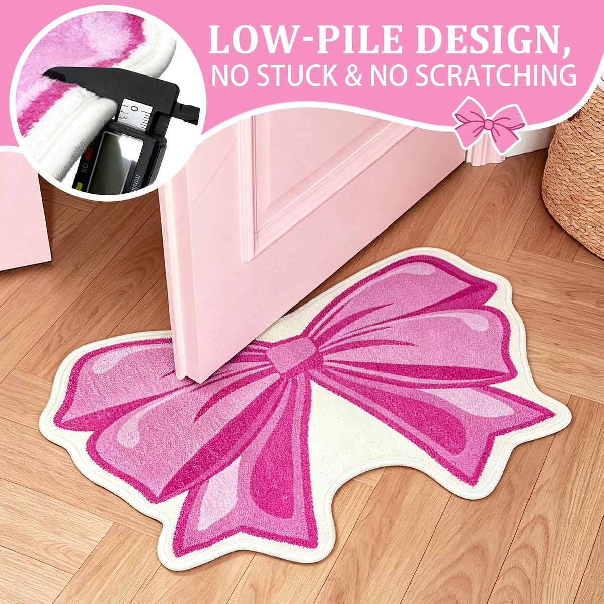 Pink Bow Bathroom Rug Bowknot Bath Mat Non Slip Entryway Doormat Indoor Mat